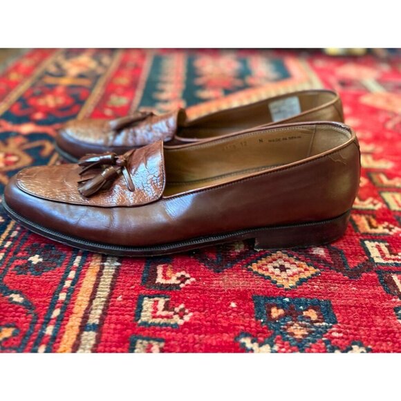 Peter Huber Genuine Ostrich Tassel Loafers Men’s 12 Narrow Made in Spain main image 9